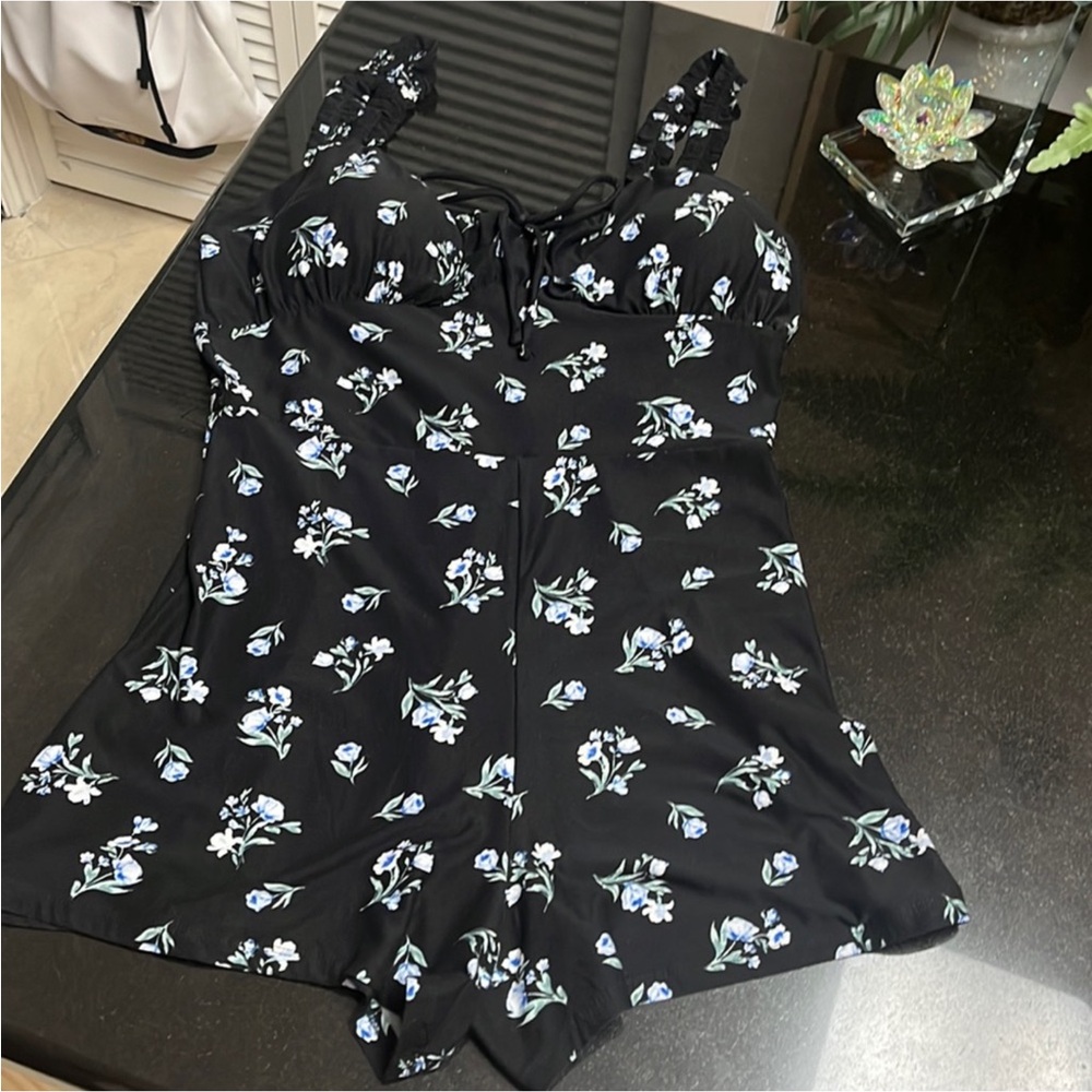 Floral Black Romper